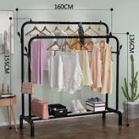 Simple Clothes Floor Rack - 2 Bar Household Indoor Folding Rack 